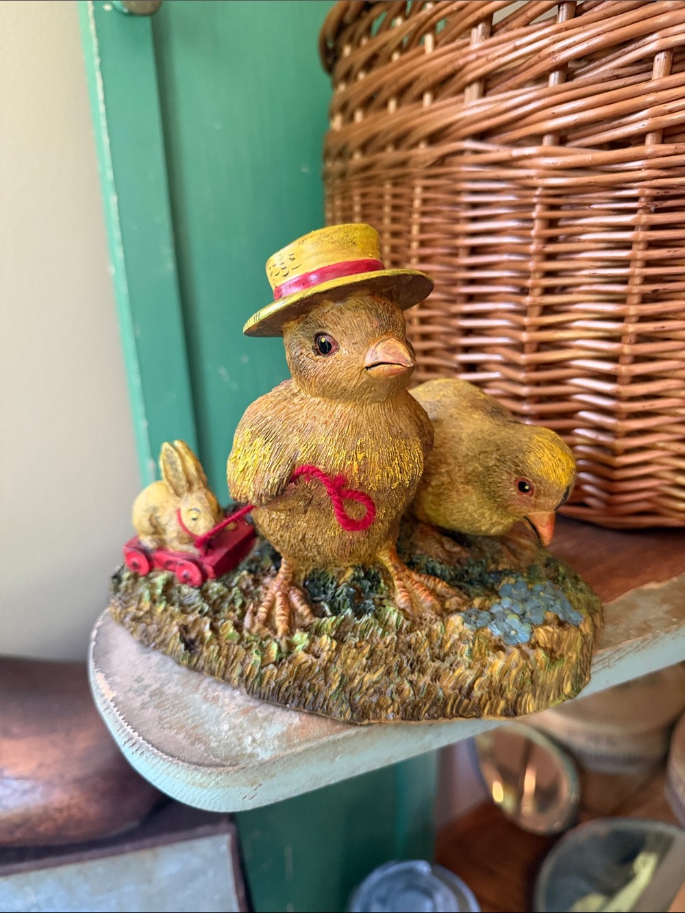 Vtg Primitive Chicks and Bunny Easter Spring Decor